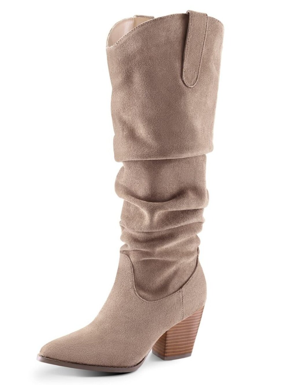 Women's Knee High Boots Slouchy Pointed Toe Cowboy Western Boots